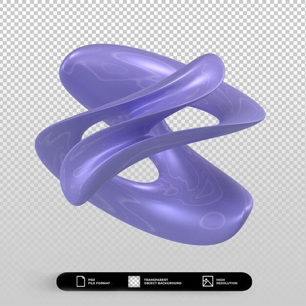 PSD 3d render abstract shape metallic blue isolated