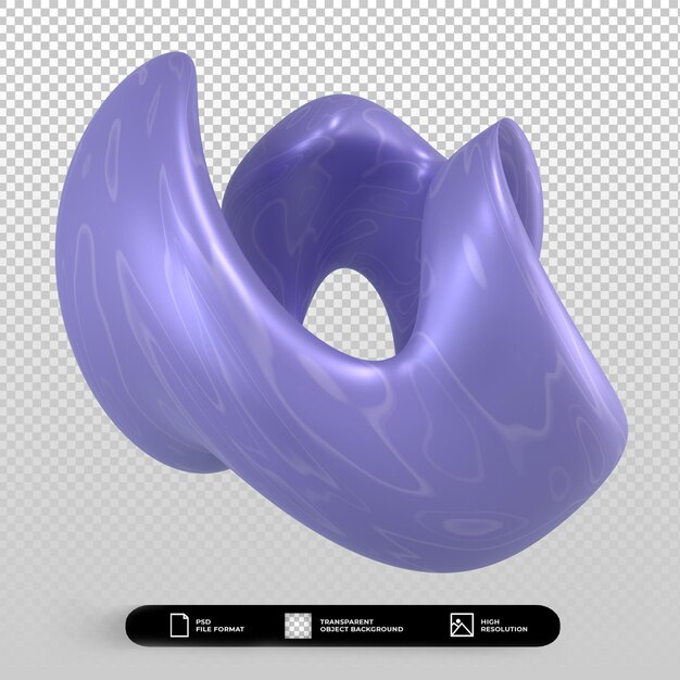 PSD 3d render abstract shape metallic blue isolated