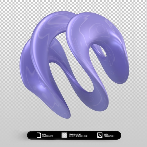 3d render abstract shape metallic blue isolated
