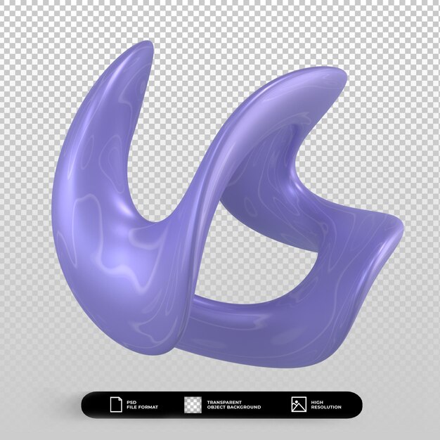 3d render abstract shape metallic blue isolated