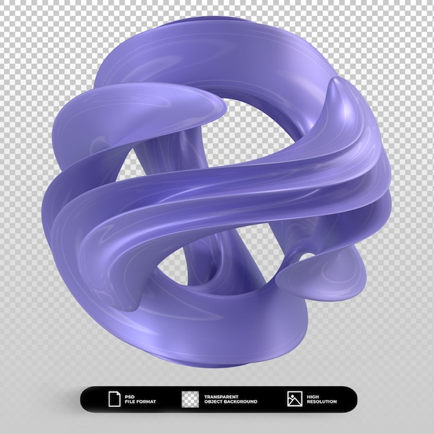 PSD 3d render abstract shape metallic blue isolated