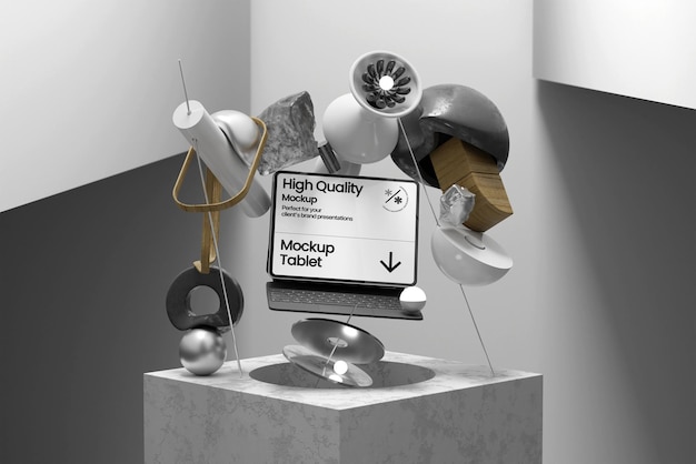 3D Render Abstract Tablet Mockup. Dit is een 3D-rendering van een tablet.