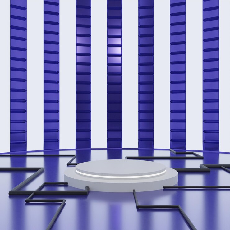 PSD 3d render abstract white podium on purple background high quality