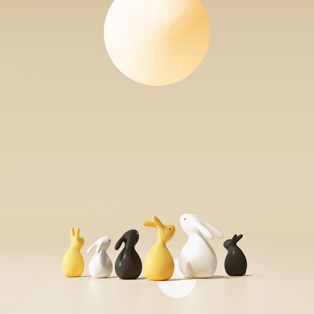 3D render abstracte achtergrond. nieuwjaar, jaar van het konijn.
