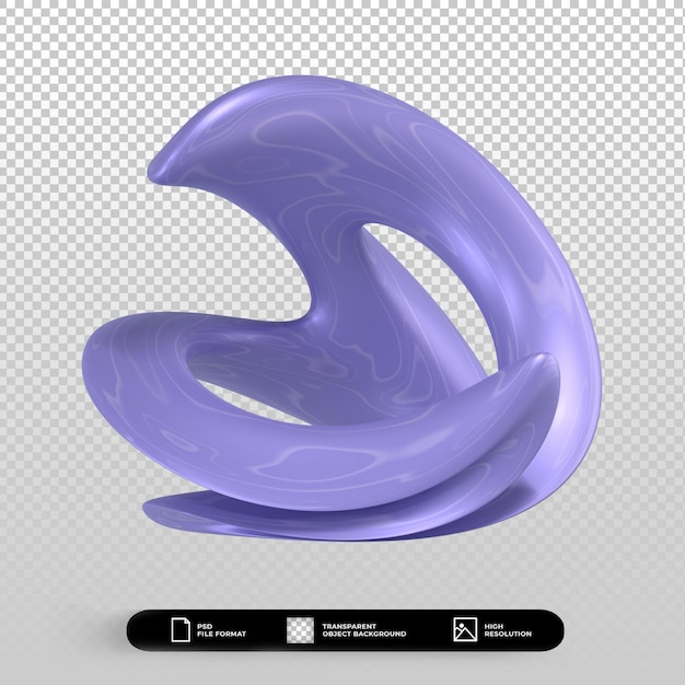 3D render abstracte vorm metallic blauw geïsoleerd