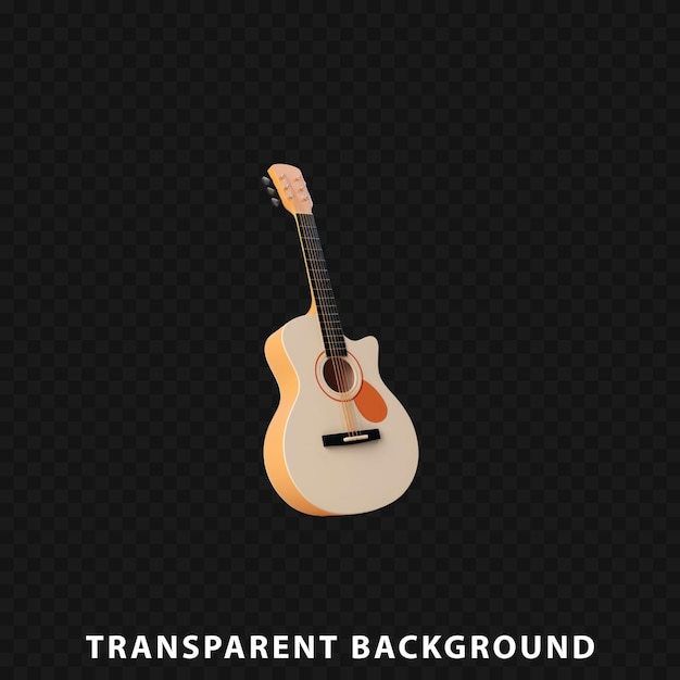 PSD 3d render accoustic guitar isolated on transparent background