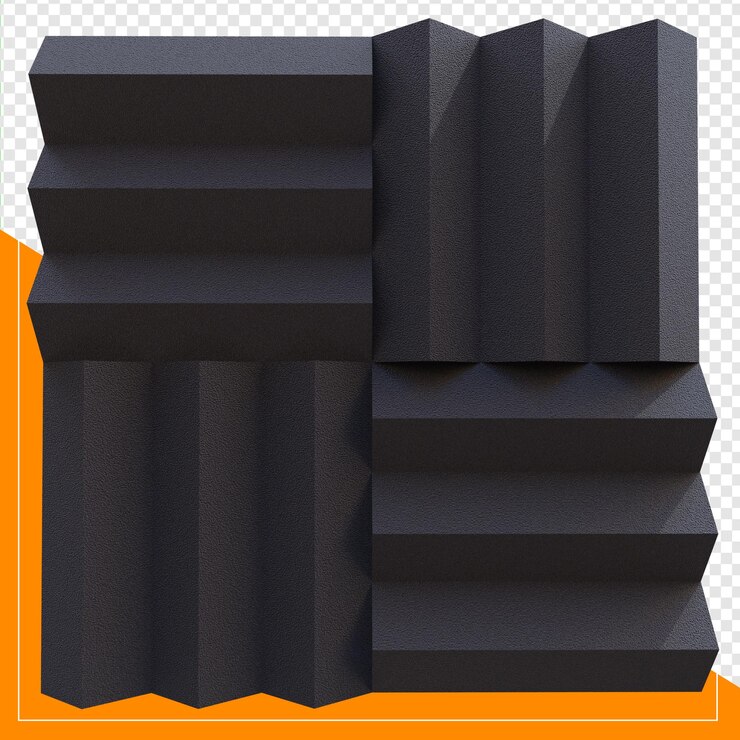 PSD 3d render acoustic foam with transparent background