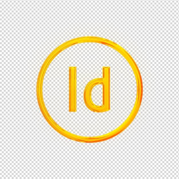 3d render adobe indesign icon glossy gold