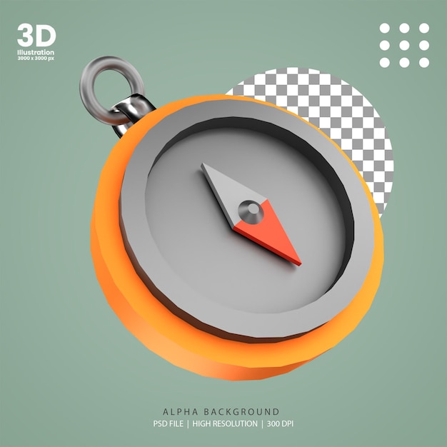 PSD 3d render adventure compas illustration