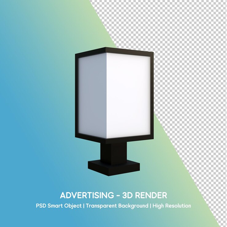 PSD 3d render of an advertising billboard with a transparent background