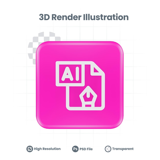 3D Render ai file pen tool Icon For Web Mobile App Social Media Promotion