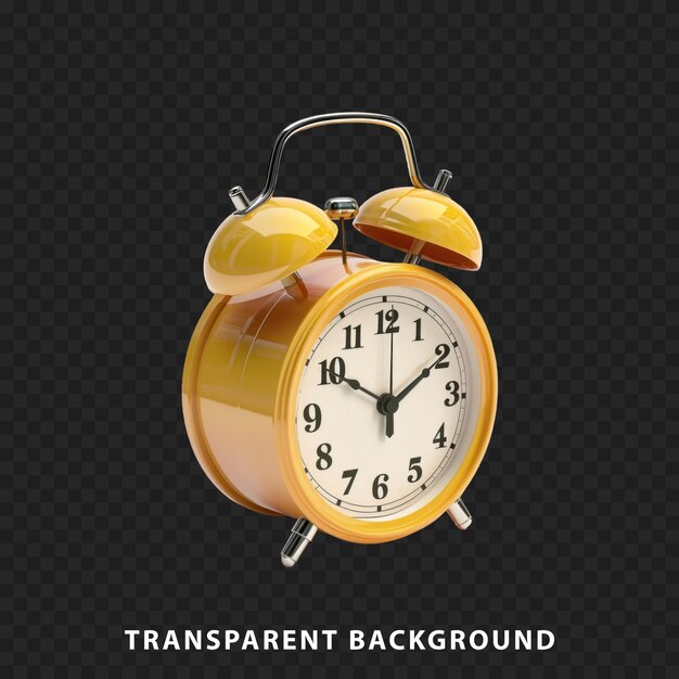 PSD 3d render alarm clock isolated on transparent background