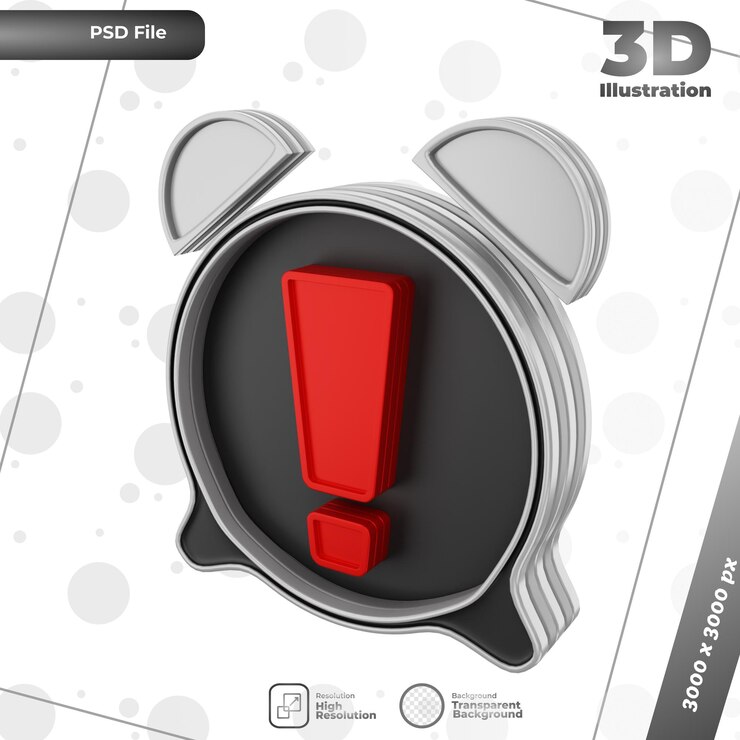 PSD 3d render alarm illustration