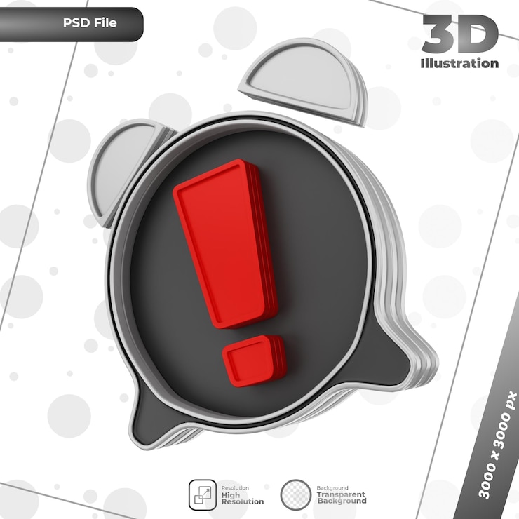PSD 3d render alarm illustration