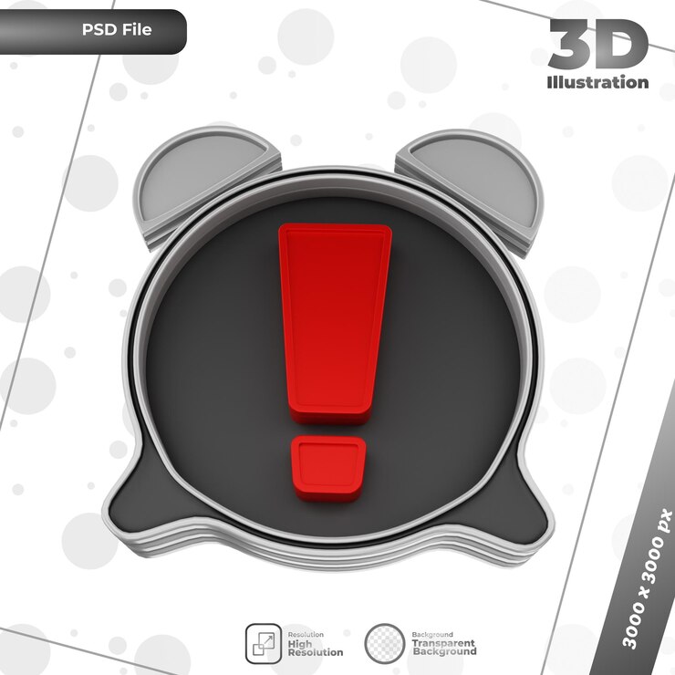 PSD 3d render alarm illustration