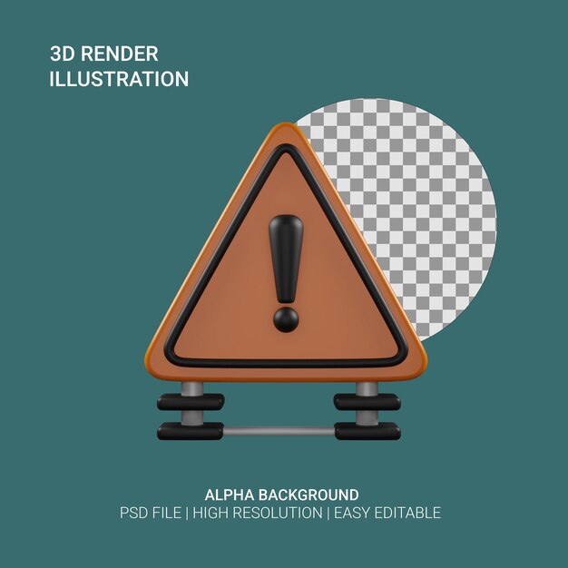 PSD 3d render alert sign illustration