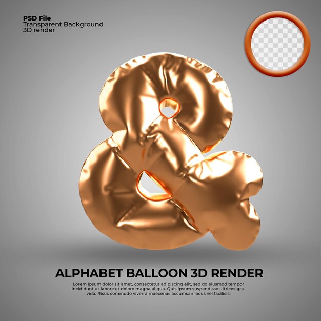 3D render alfabet ballon gouden verjaardag verjaardag