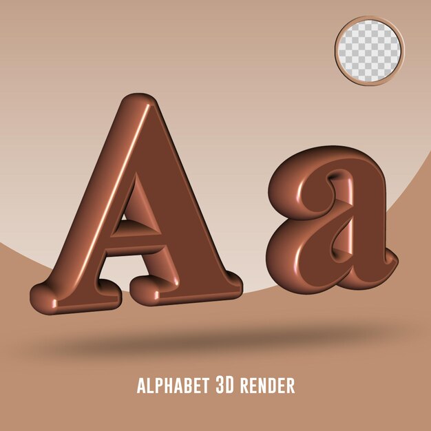 3d render alfabet chocolade kleur