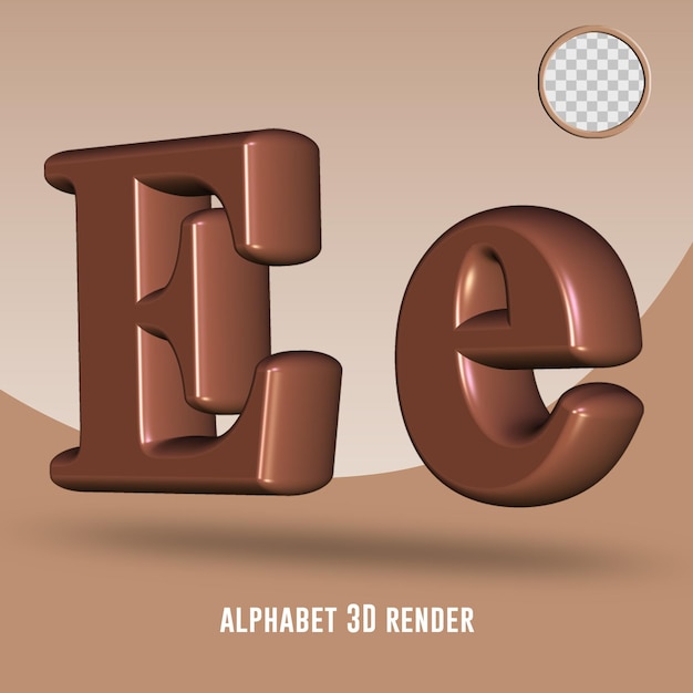 PSD 3d render alfabet chocolade kleur