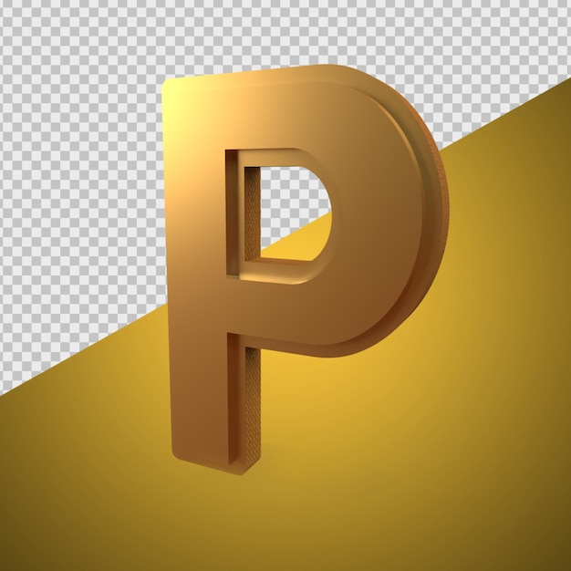 PSD 3d render alfabet goud