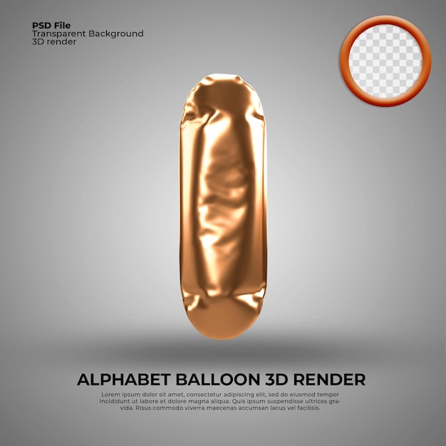 3d render alfabet i ballon gouden verjaardag verjaardag