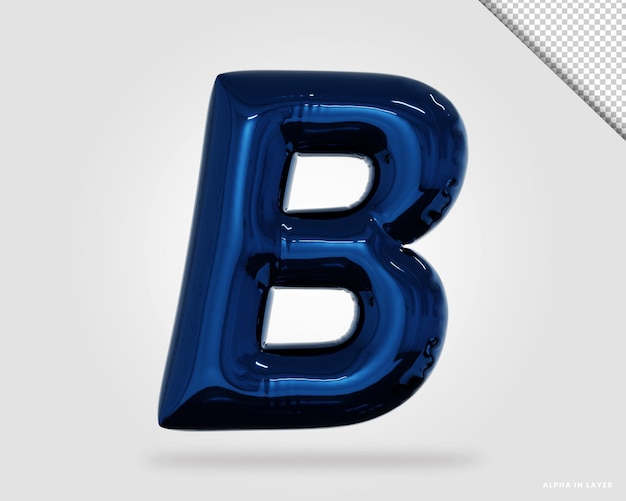 3D render alfabet letter B ballon stijl