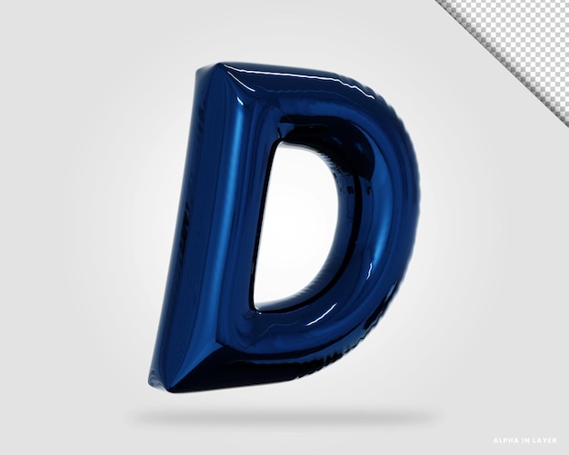 3d render alfabet letter d ballon stijl