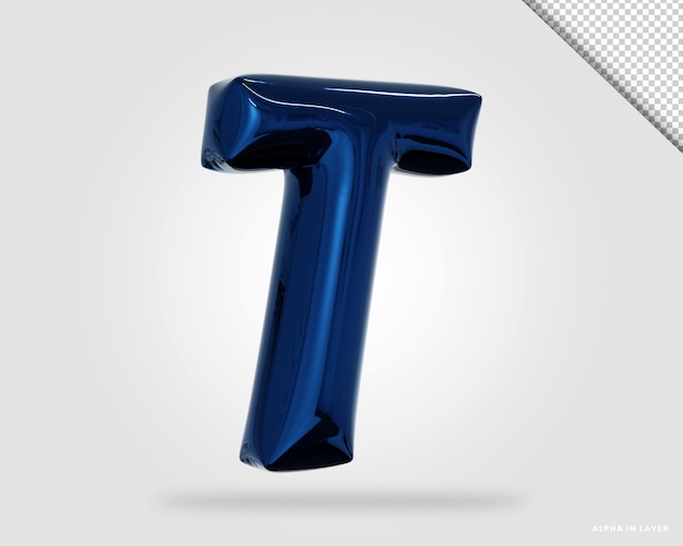 3d render alfabet letter t ballon stijl