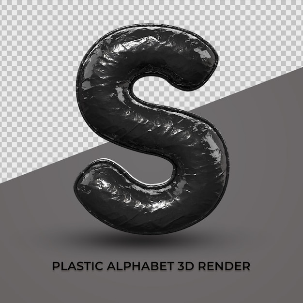 3d render alfabet s lettertype plastic zwart