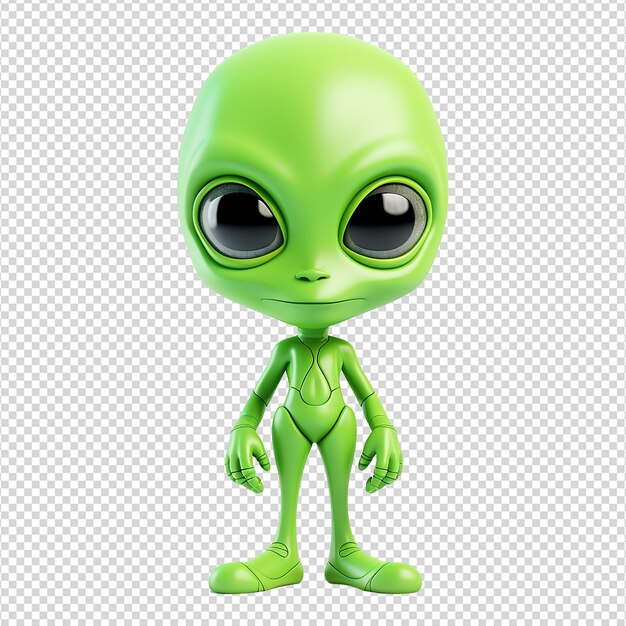 PSD 3d render alien op transparante achtergrond