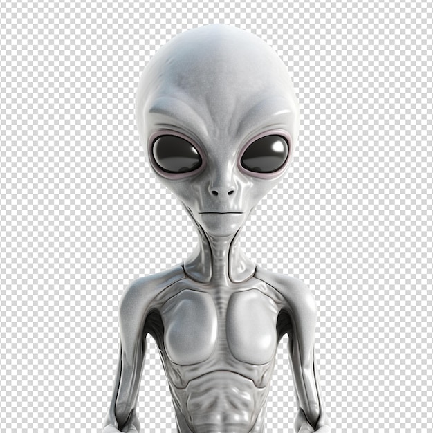PSD 3d render alien on transparent background