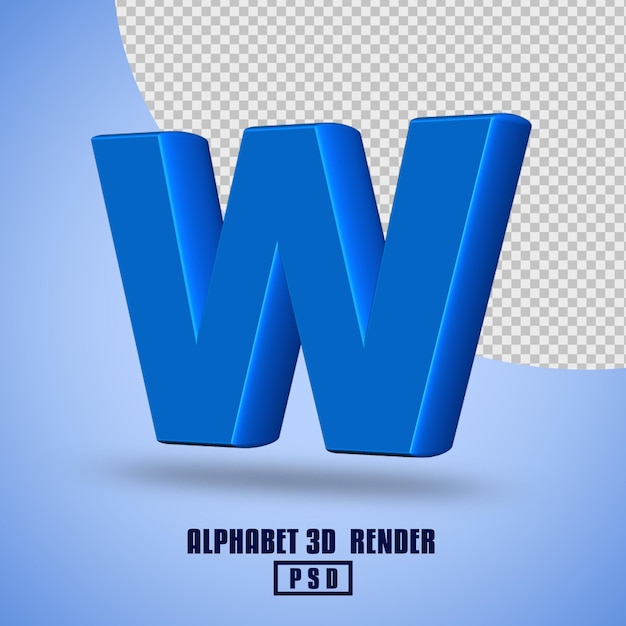 3d render alphabet blue color