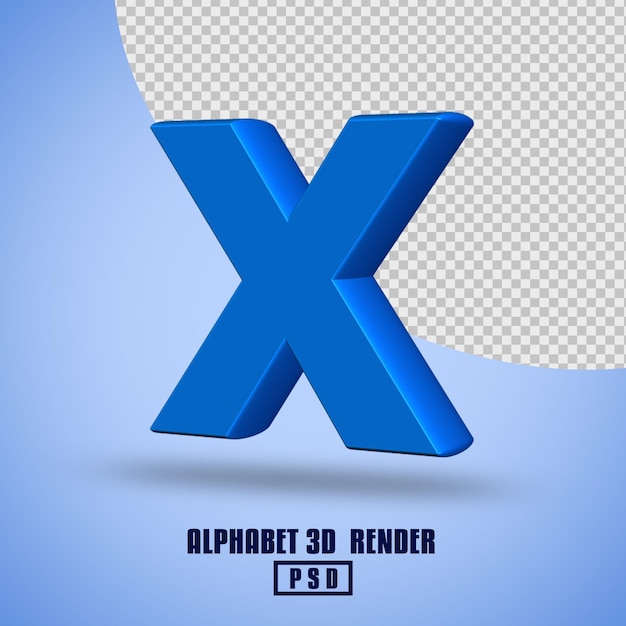 3D render alphabet blue color