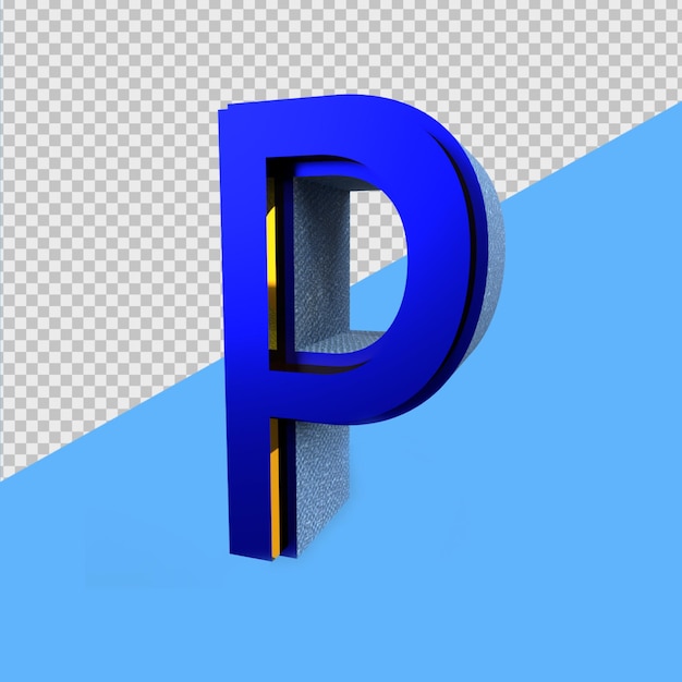 3D RENDER ALPHABET BLUE P