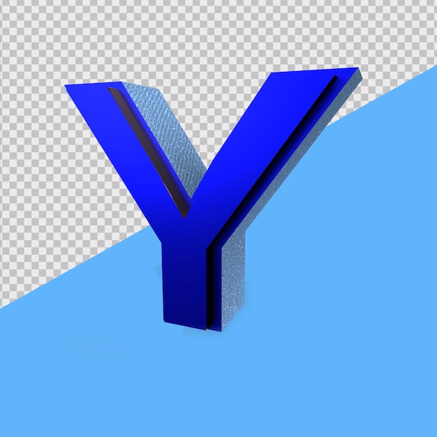 PSD 3d render alphabet blue y
