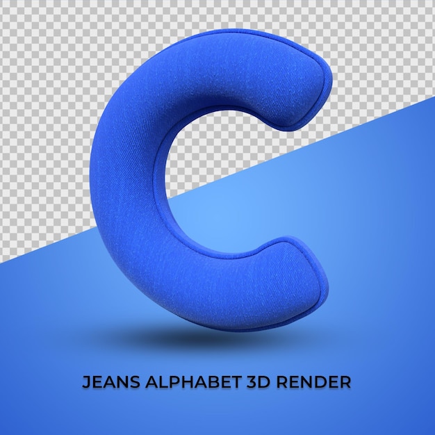 3d render alfabeto c font blue jeans