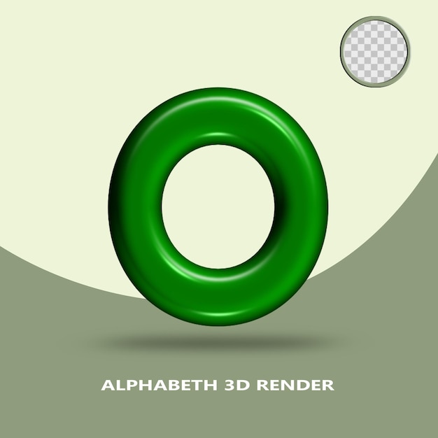 3D render alphabet green botlle color