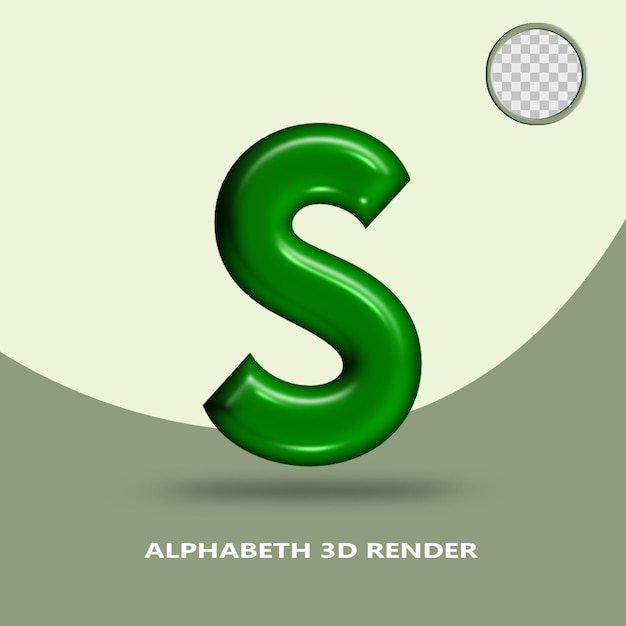 3d render alphabet green botlle color