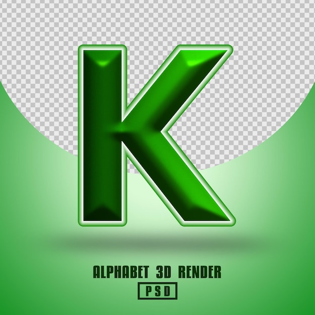 3d render alphabet green color