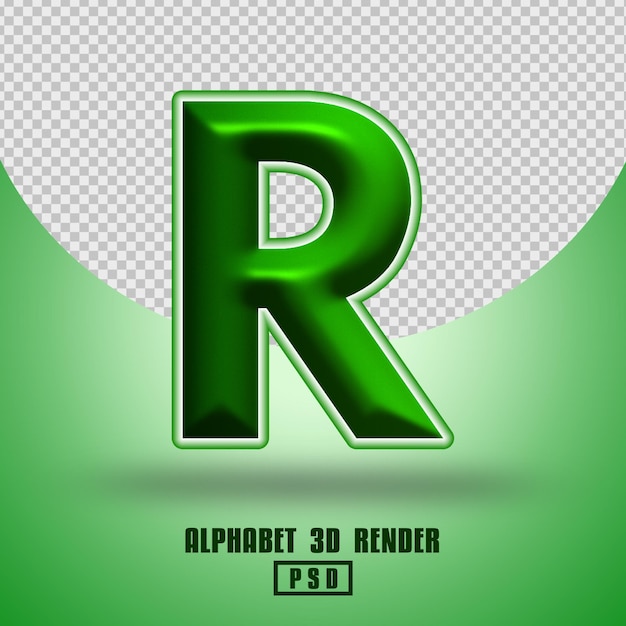 Render 3d alfabeto colore verde