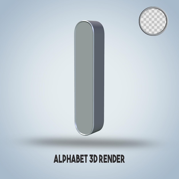 3D render alphabet I silver style