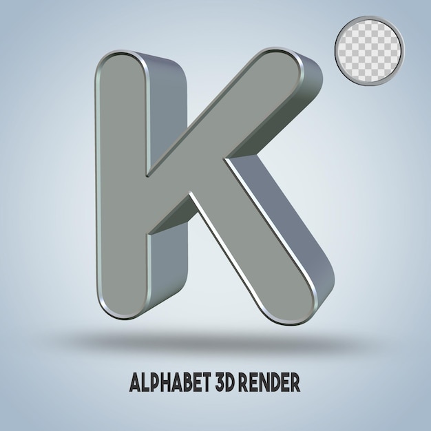 3D render alphabet K silver style