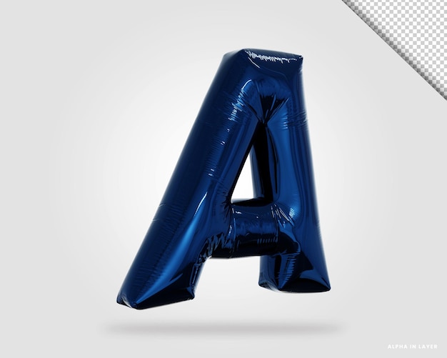 PSD 3d render alphabet letter a balloon style