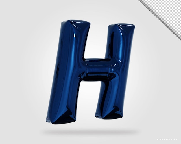 PSD 3d render alphabet letter h balloon style