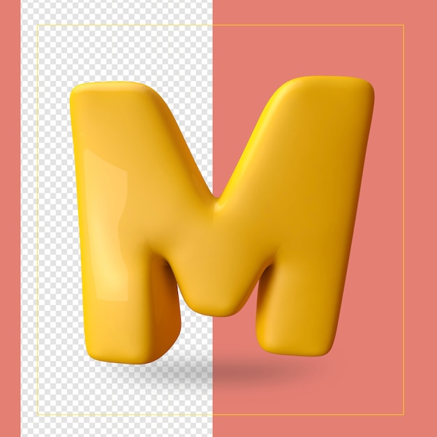 PSD 3d render of alphabet letter m