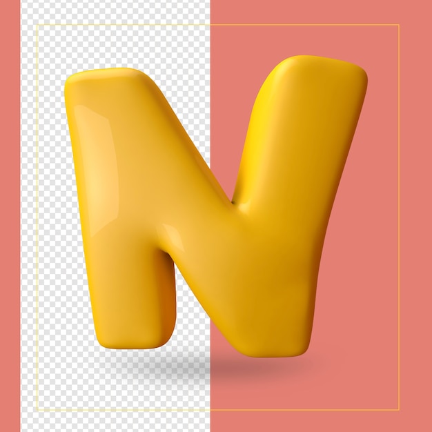 3D визуализация буквы N алфавита