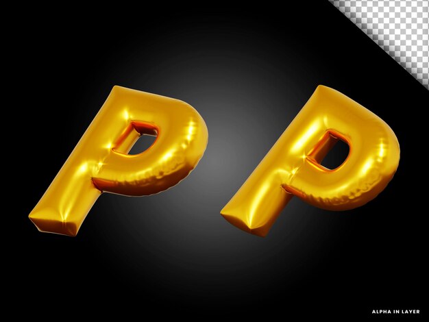 3d rendering alfabeto lettera p in stile palloncino