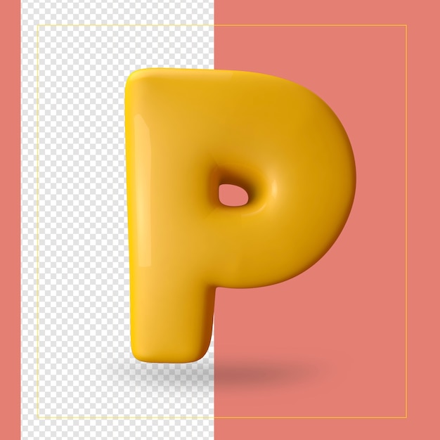 Rendering 3d della lettera p di alfabeto
