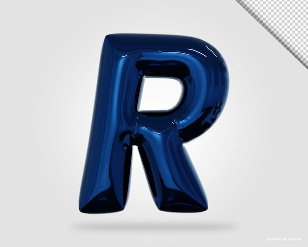 3d render alphabet letter r balloon style