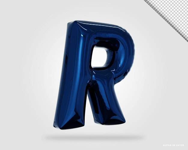 3d render alphabet letter r balloon style